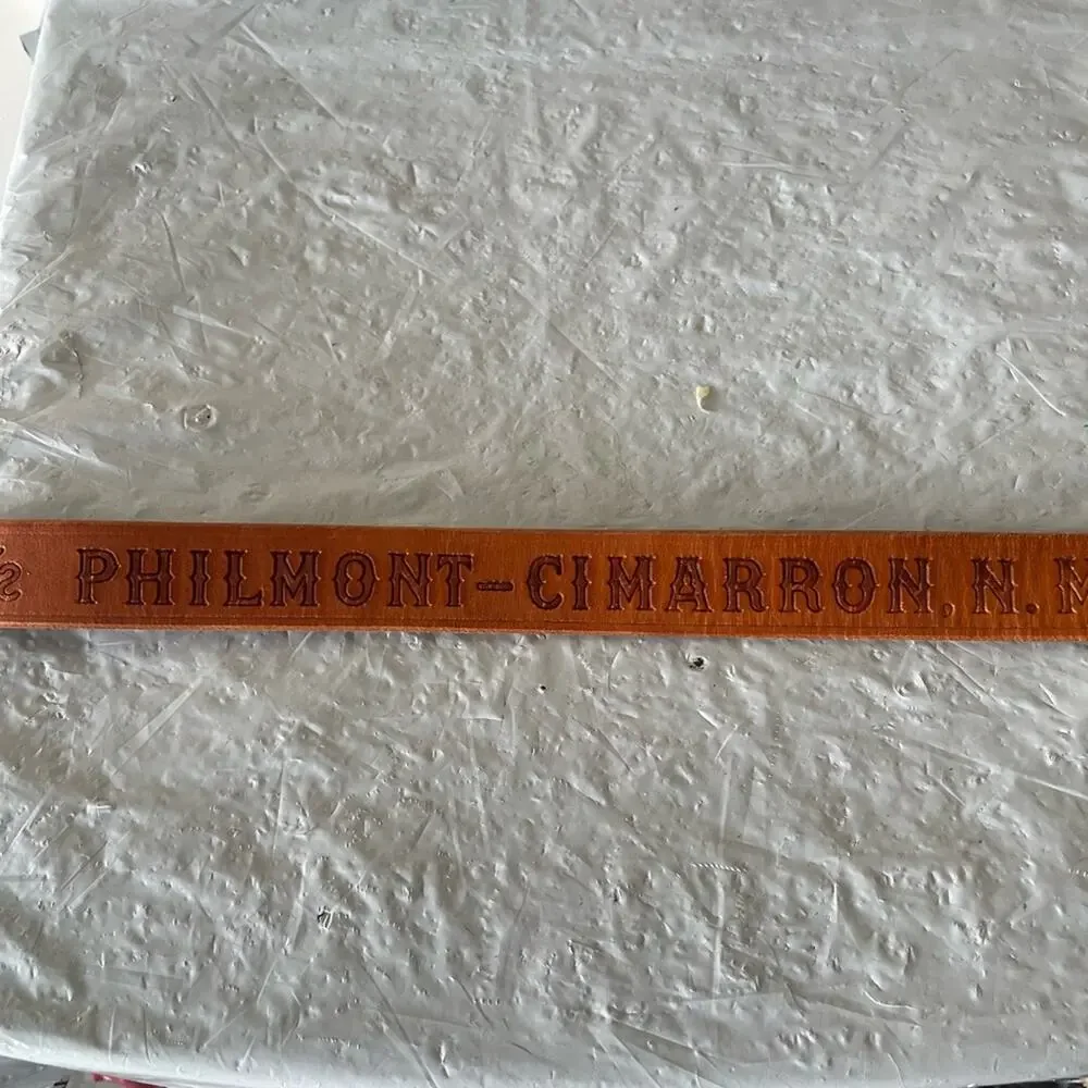 Vintage PHILMONT Brown Leather Belt with Brass Buckle Sz:34